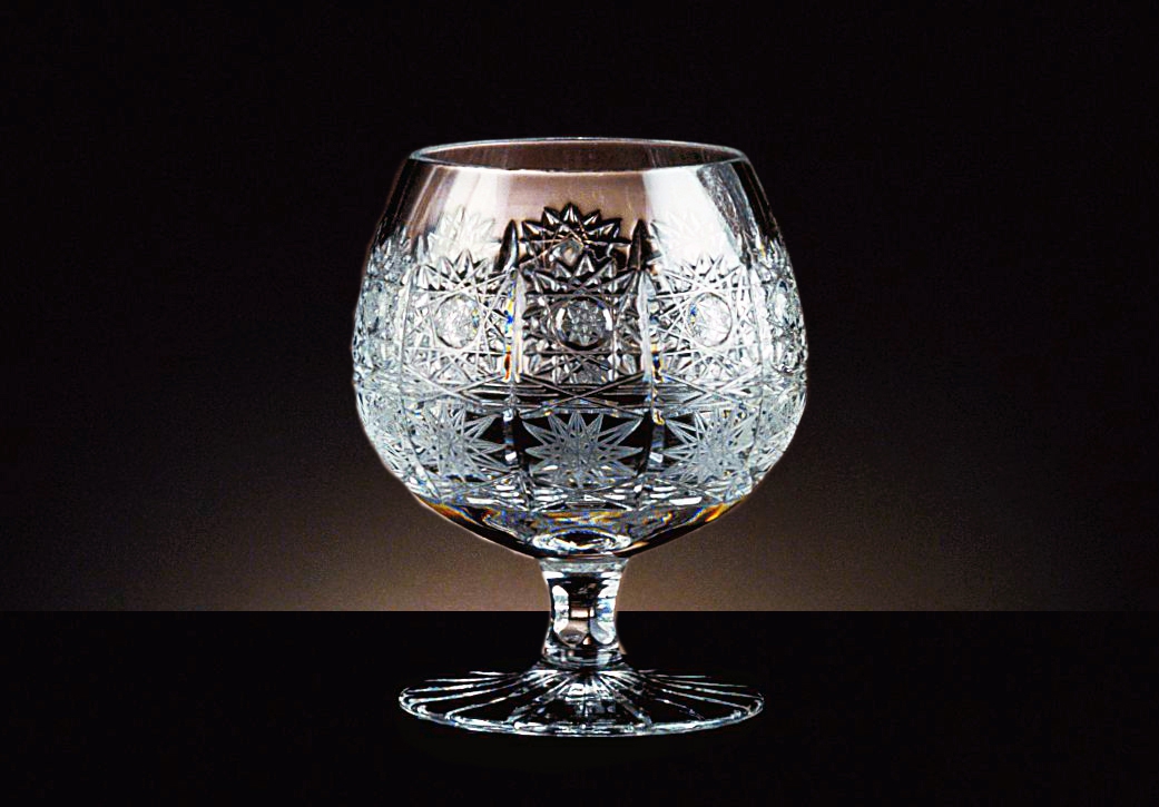 Lead Crystal Cut Brandy Glass