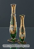 Footed High Enamel Green Vase